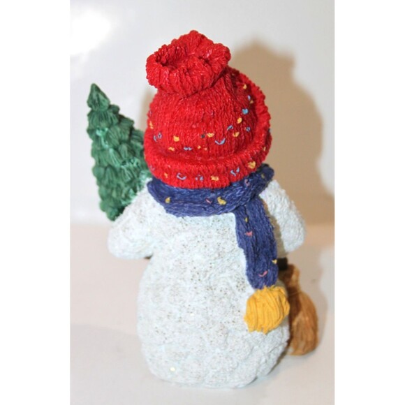 Vintage Resin Snowman Christmas Tree 6” Holiday Winter Mantle Tabletop Decor Fig - Picture 2 of 7